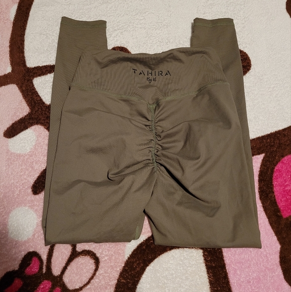 NWOT Tahira Navy Green Luxe Leggings Booty Sinched High-Rise Women's Size Small - Picture 2 of 3